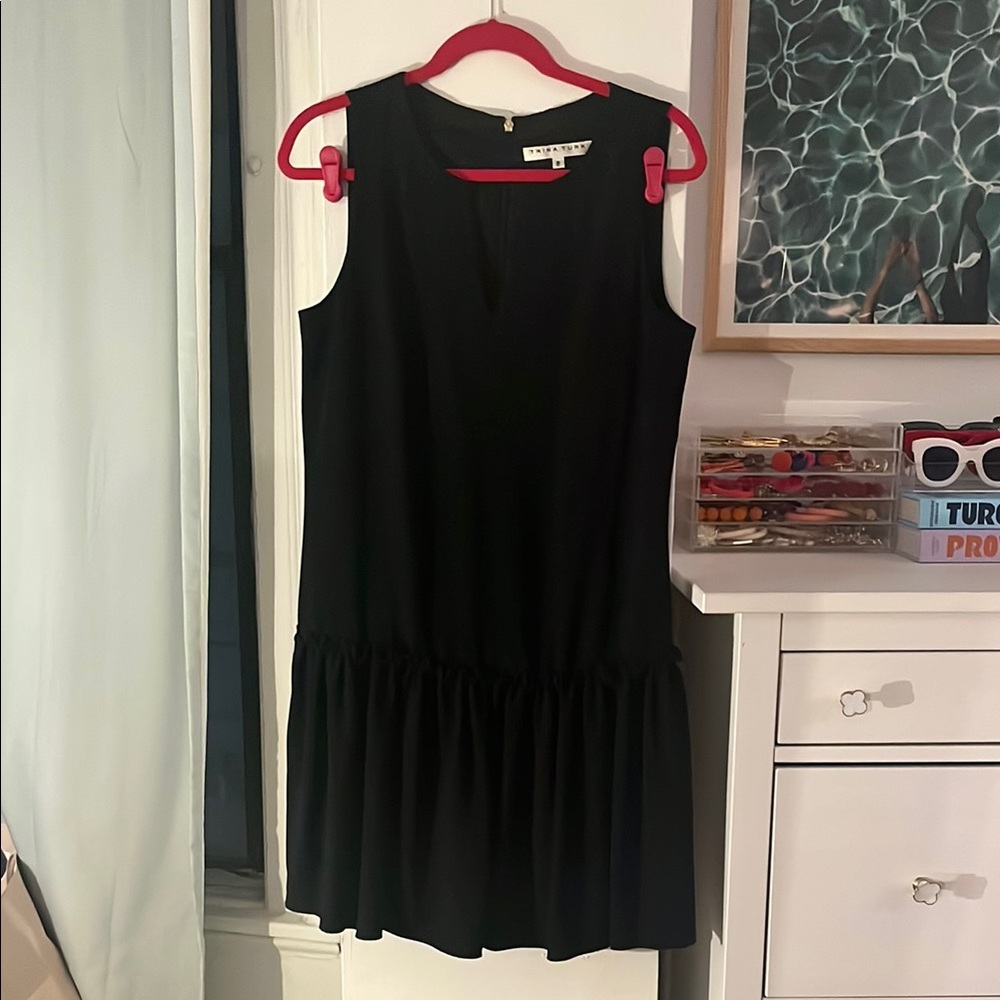 Trina Turk Sleeveless V Neckline Ruffle Tier Hem Dress